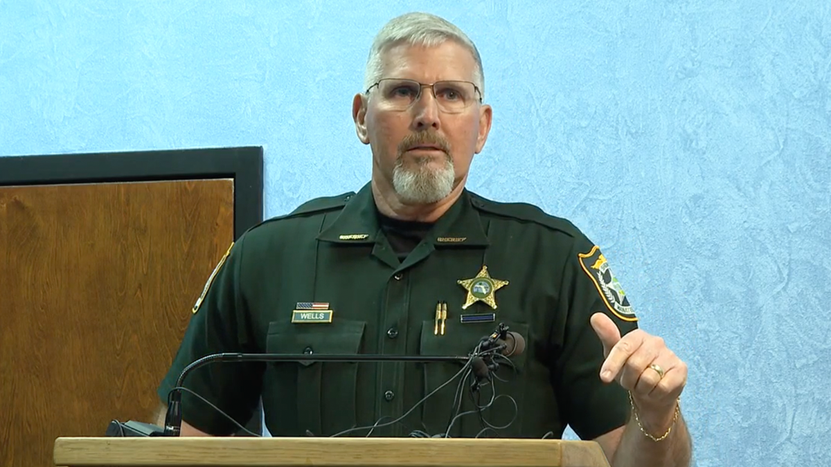 Manatee County Sheriff Rick Wells speaks at a press conference.