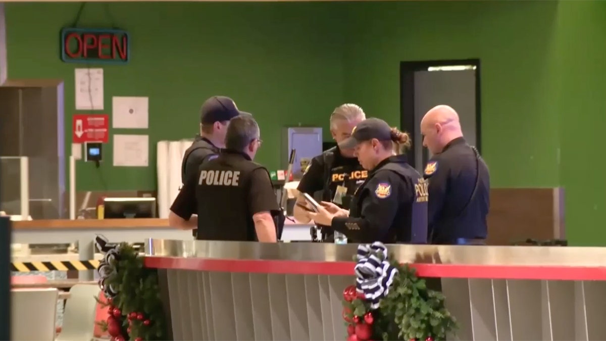 Phoenix police officers gathered at Sky Harbor