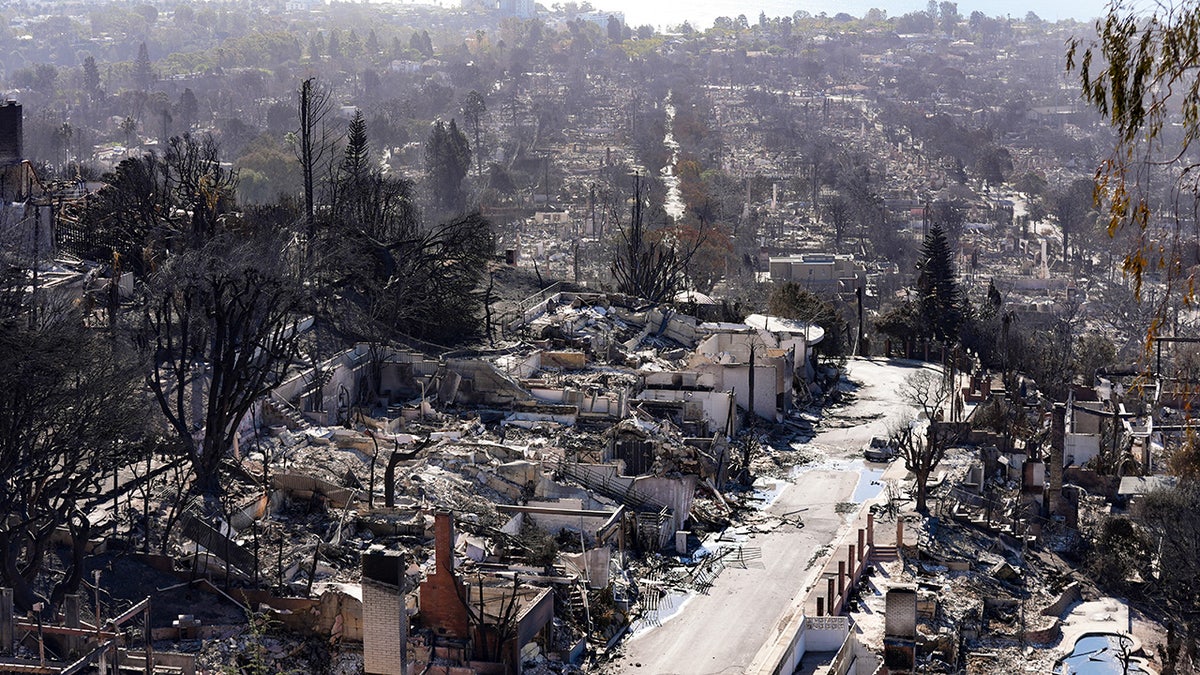 smoldering ruins from wildfire