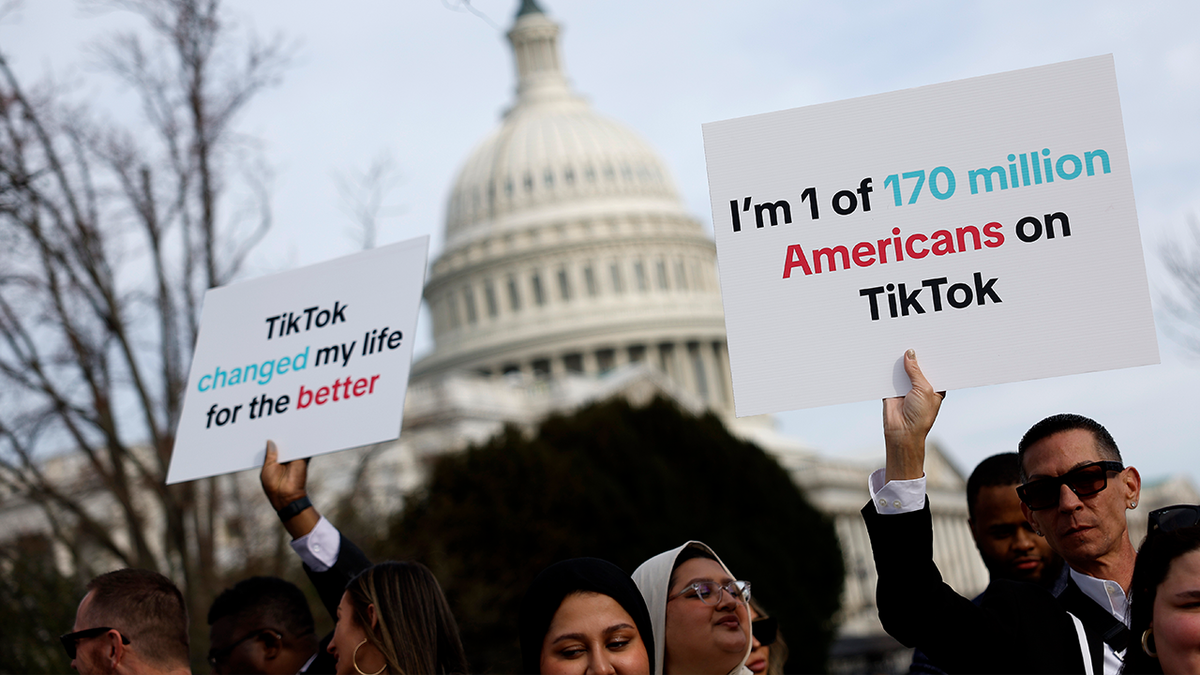 TikTok supporters outside in a Capitol Hill rally