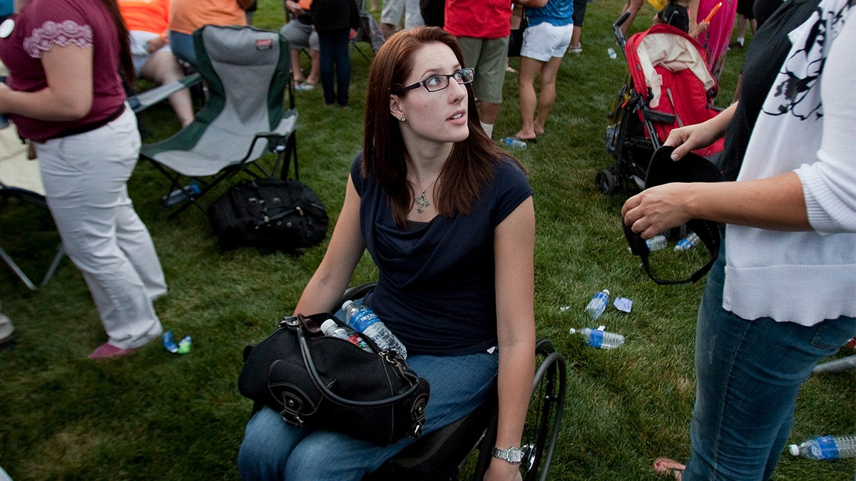 Columbine survivor Anne Marie Hochhalter in wheelchair