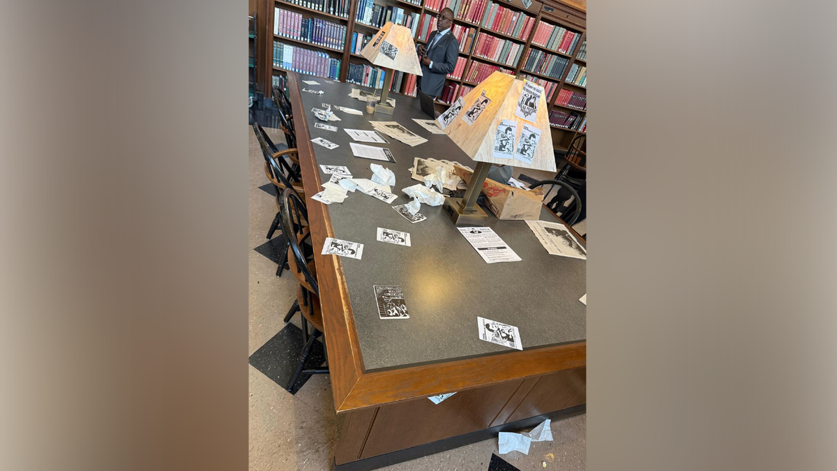 Pamphlets on a table at Columbia University