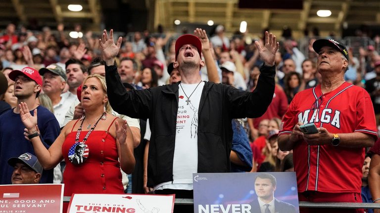 Charlie Kirk mourners gather from across US to celebrate legacy of conservative activist