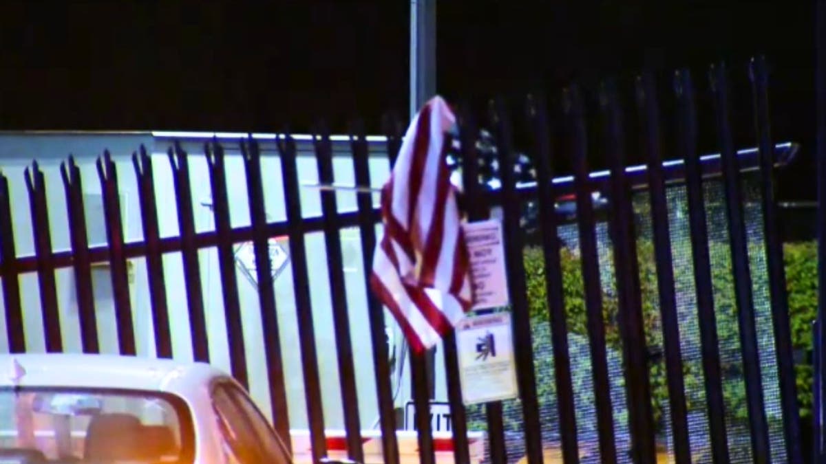 American flag on FBI gate Pittsburgh