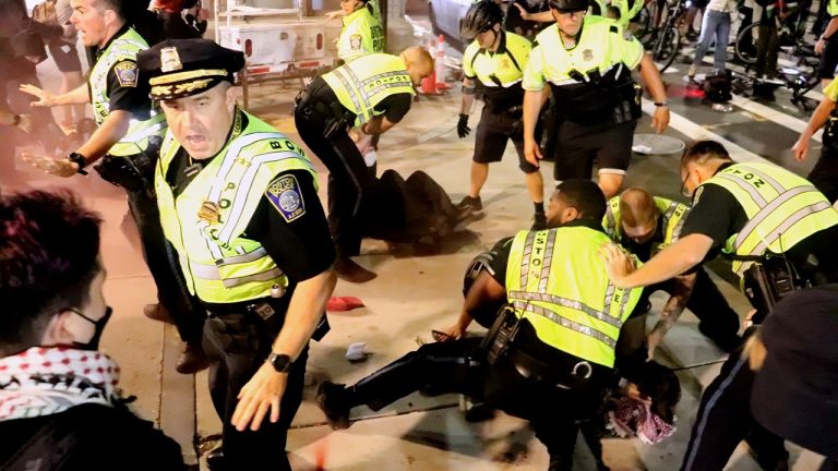 Pro-Palestinian agitators attack police as riot erupts in Dem-run city, officials say