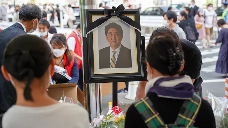Former Japanese prime minister’s accused killer pleads guilty during Trump visit