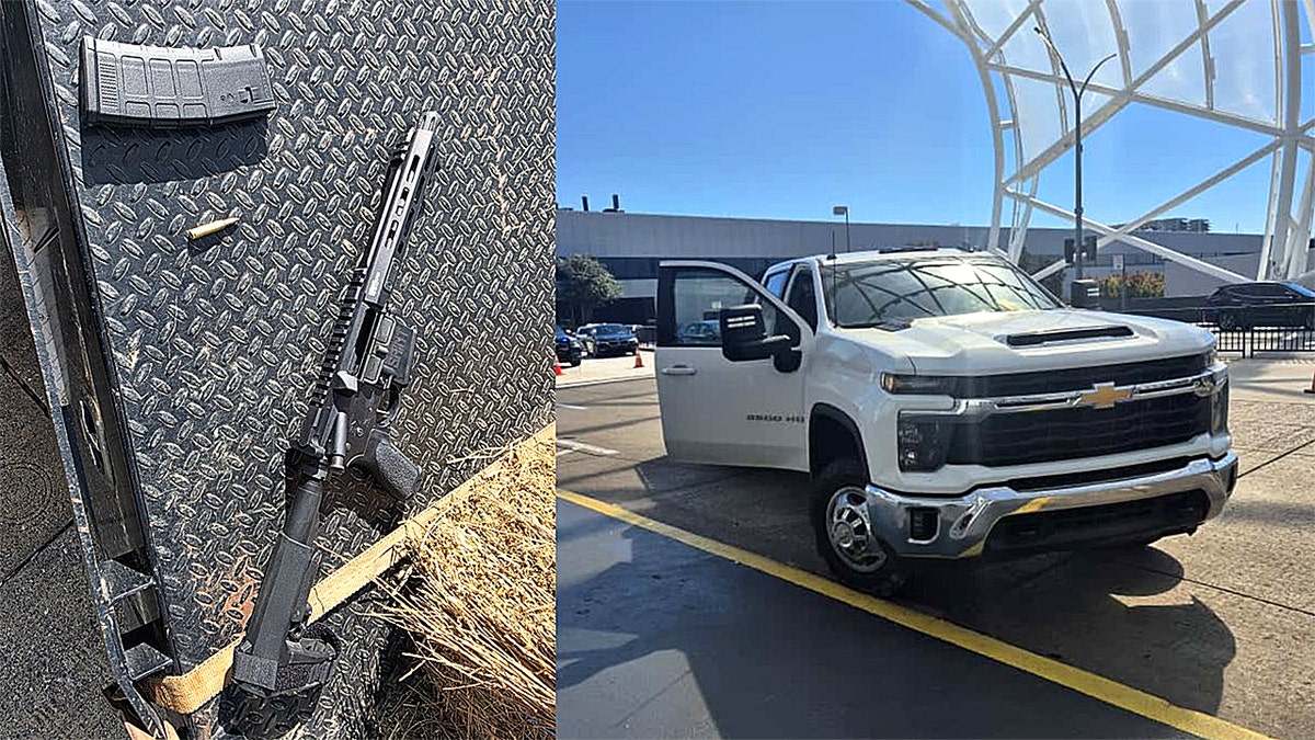 Billy Cagle's truck and an AR-15 allegedly found in his vehicle.