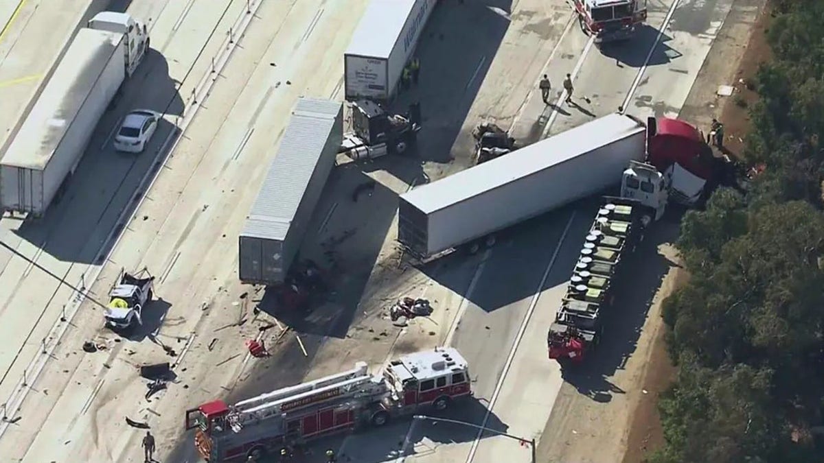 The scene of a track crash in California.