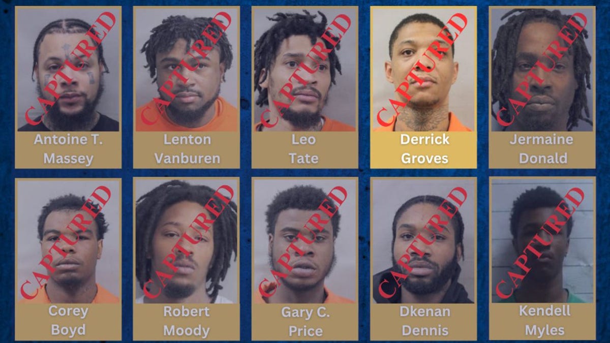 Mugshots of all 10 inmates who escaped from a Louisiana jail.
