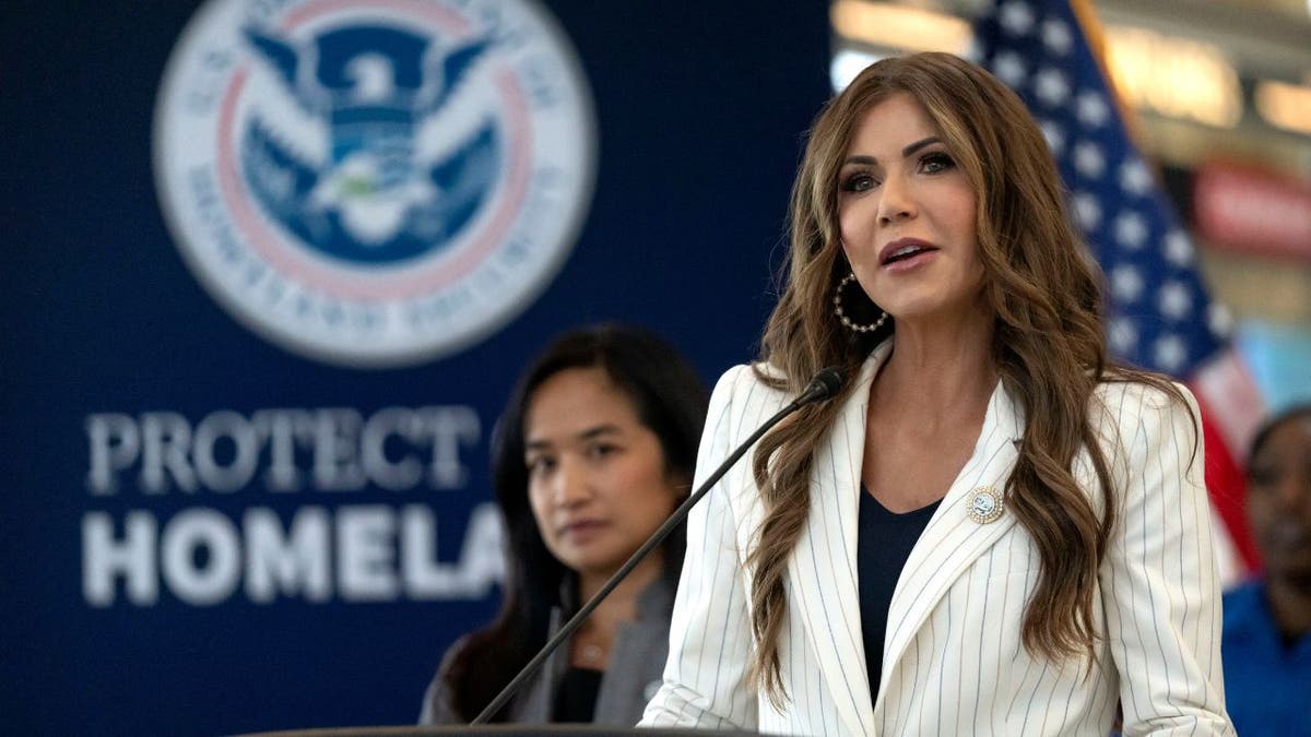 Homeland Security Secretary Kristi Noem speaks