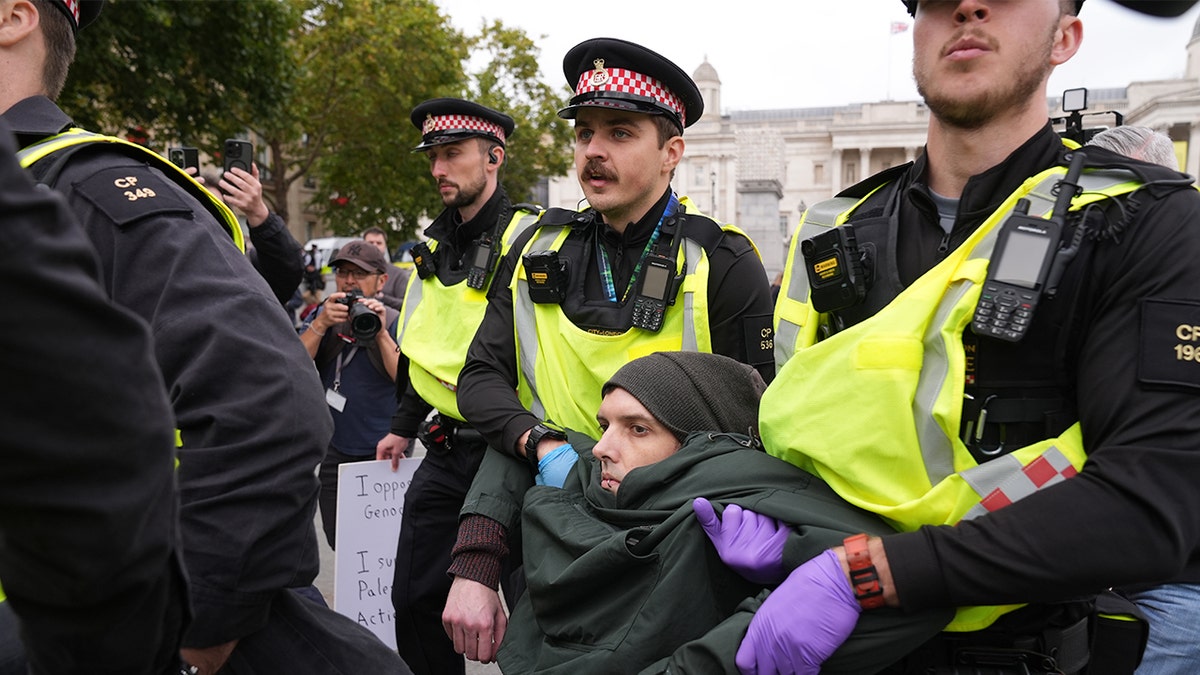 Metropolitan Police arrest a protester in London