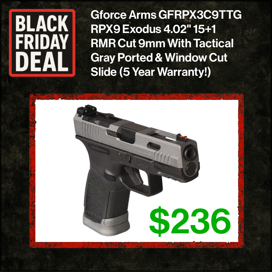 Gforce Arms GFRPX3C9TTG RPX9 Exodus 4.02" 15+1 RMR Cut 9mm With Tactical Gray Ported & Window Cut Slide (5 Year Warranty!)