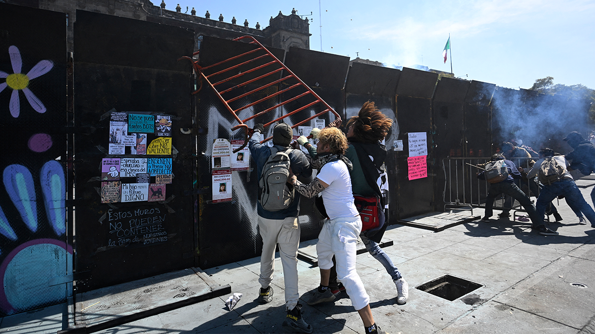 Protest in Zocalo Square in Mexico City