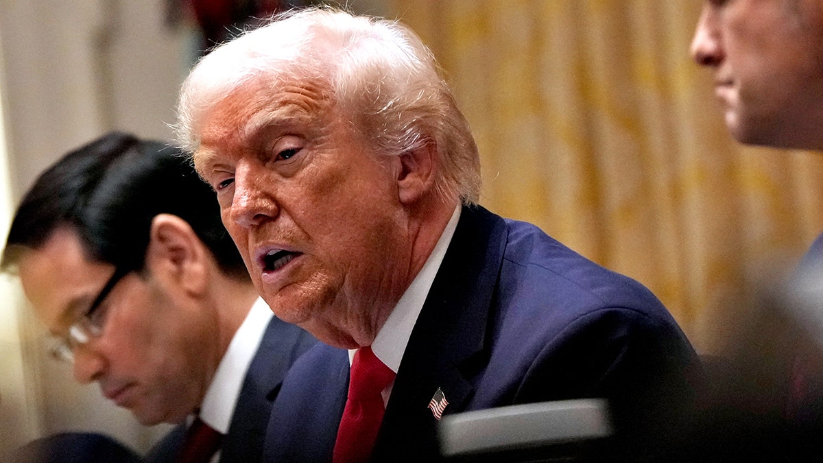President Donald Trump speaks during a cabinet meeting