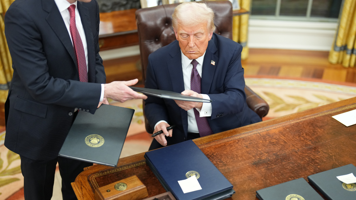 President Donald Trump signs a series of executive orders at the White House on Jan. 20, 2025, in Washington, DC. Trump's new National Security Strategy puts the Western Hemisphere at the center of U.S. security planning, a senior official said.