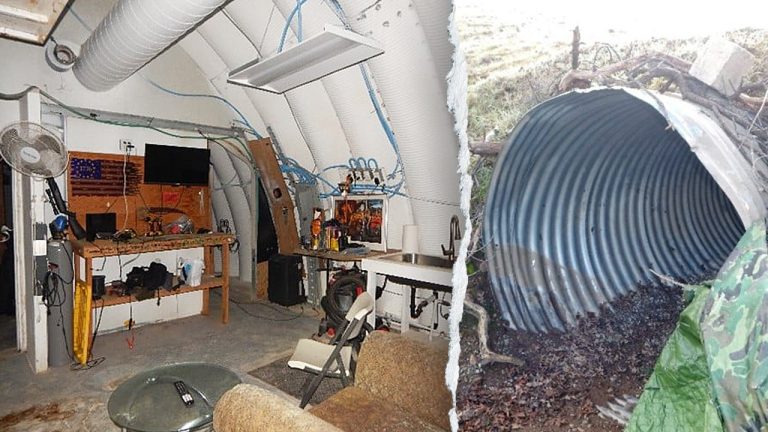 California man arrested after fortified underground bunker found with weapons cache