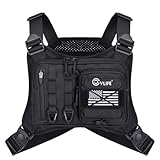 CVLIFE Outdoor Chest Bag for Men, Tactical Chest Pack with Phone Holder, Adjustable Running Vest Bag with Extra Storage, Lightweight Anti-theft EDC Rig for Hiking, Cycling, Sports, Workouts, Black