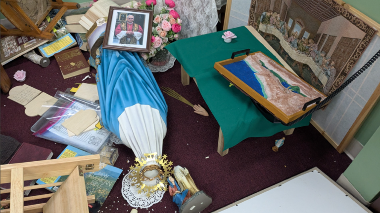 Leaders of desecrated Catholic school urge prayer for perpetrators after Mary statue, tabernacle destroyed