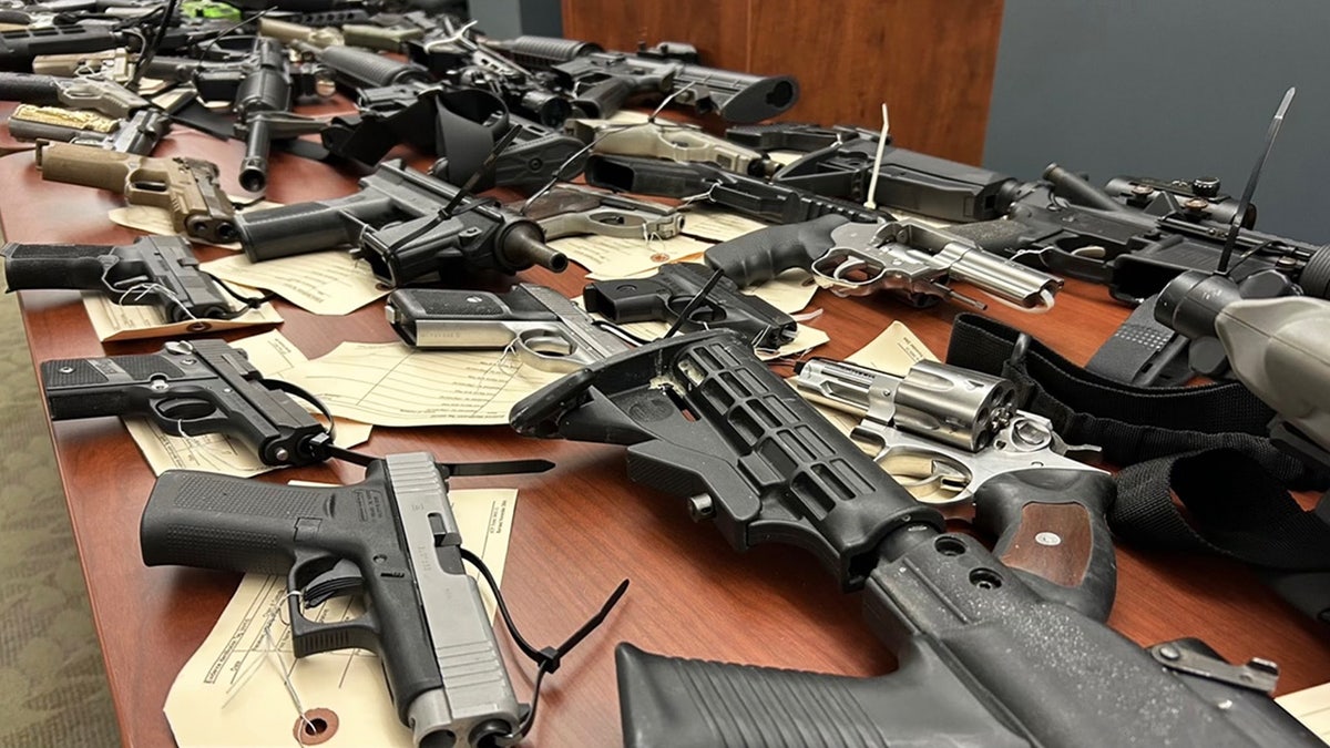 table of seized firearms