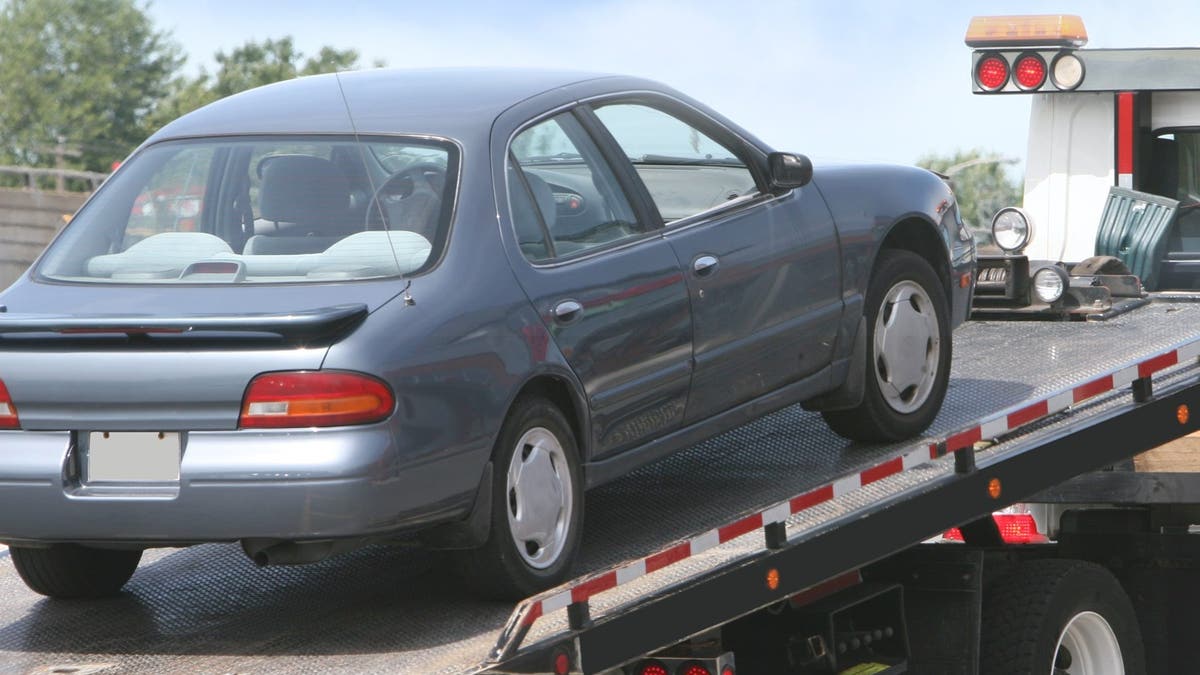 Car on a tow truck