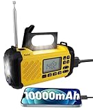 Kaito KA279 Digital Emergency Radio with Solar & Crank 10000 mAh Rechargeable Battery MP3 Player, Built-in Flashlight AM/FM/NOAA Weather Alert