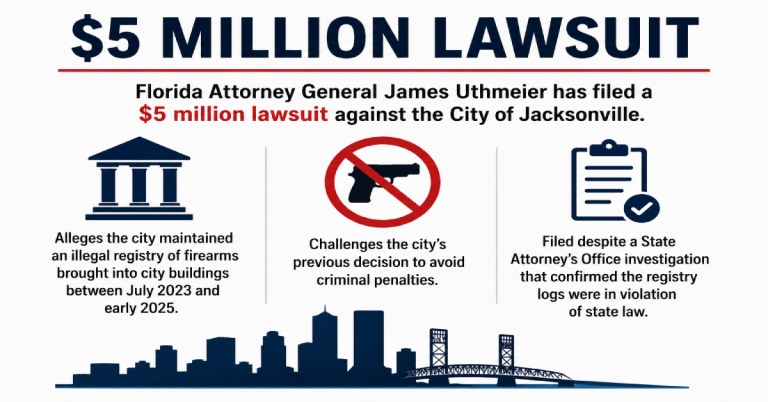 $5 Million Penalty: AG Takes Jacksonville To Court Over Secret Gun Registry
