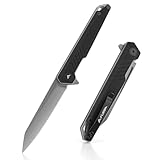 FLISSA Kyne Folding Knife, Pocket Knife with D2 Steel Blade, G10 Handle, Pocket Clip, Lightweight for Camping, Tactical, Hiking, Hunting, EDC, Daily Use, Outdoor Activities(Black)