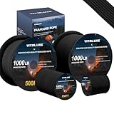 VITALUXE 1000lb Paracord Rope, 4mm 12 Triple Strands Paracord, Heavy Duty Tactical Parachute Cord for Survival Gear, Camping, Hiking, and Ideal for Bracelets, Lanyards, Type III, 100FT, Black