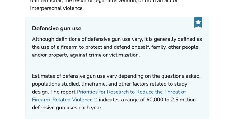 CDC Puts Defensive Gun Use Back on Its Website: 60,000 to 2.5 Million Times a Year