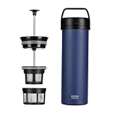 ESPRO Go P0 Insulated French Press Coffee Maker for Travel, 16oz, Blue