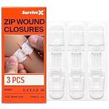 SurviveX Zip Stitch Wound Closures - No Stitches Needed, 3 Pieces